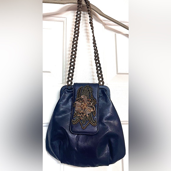 Elegant Blue Beaded Women's Bag - Picture 1 of 6